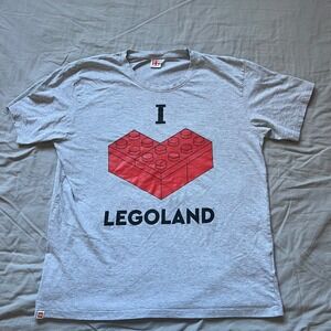 LEGOLAND‎ I Love LEGO Heart T-Shirt Adult XL Gray Graphic Tee Genuine Authentic